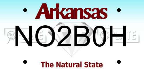 NO2B0H Arkansas License Plate
