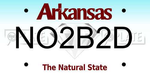 NO2B2D Arkansas License Plate