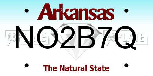 NO2B7Q Arkansas License Plate