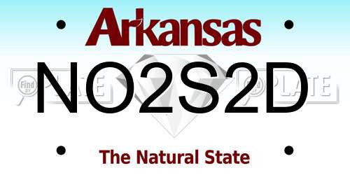 NO2S2D Arkansas License Plate