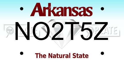 NO2T5Z Arkansas License Plate