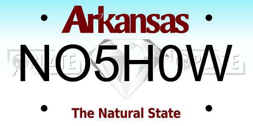 NO5H0W Arkansas License Plate