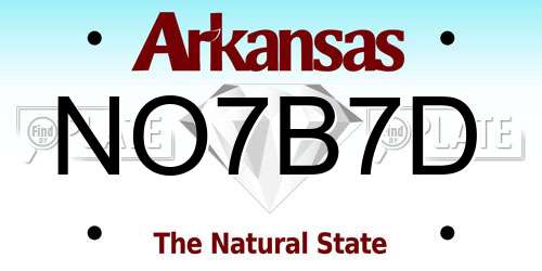 NO7B7D Arkansas License Plate