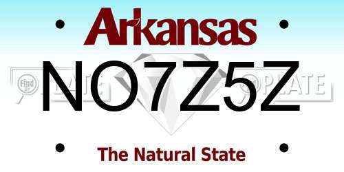 NO7Z5Z Arkansas License Plate