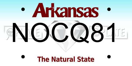 NOCQ81 Arkansas License Plate