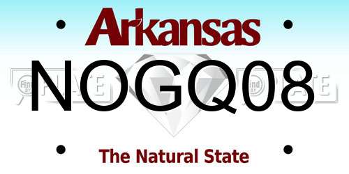 NOGQ08 Arkansas License Plate