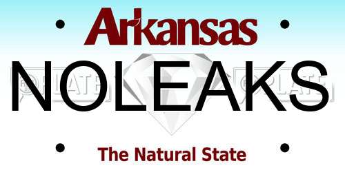 NOLEAKS Arkansas License Plate