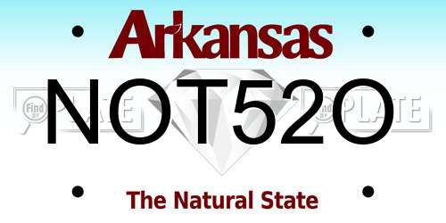 NOT52O Arkansas License Plate