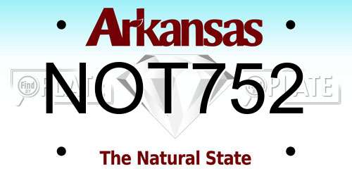 NOT752 Arkansas License Plate