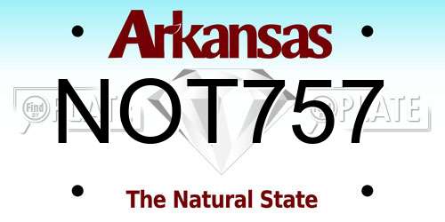 NOT757 Arkansas License Plate
