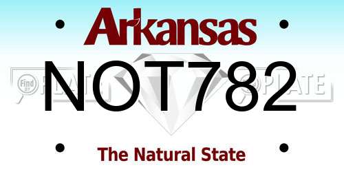 NOT782 Arkansas License Plate