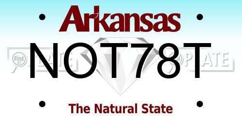 NOT78T Arkansas License Plate
