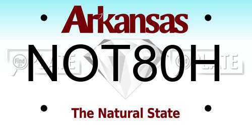 NOT80H Arkansas License Plate