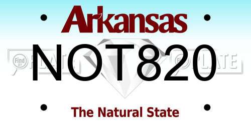 NOT820 Arkansas License Plate