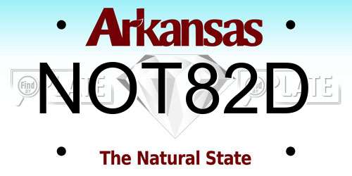 NOT82D Arkansas License Plate
