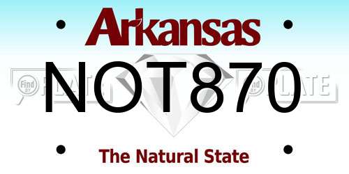 NOT870 Arkansas License Plate