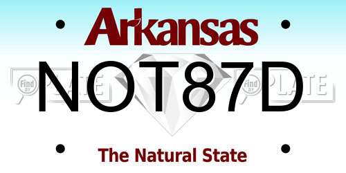 NOT87D Arkansas License Plate