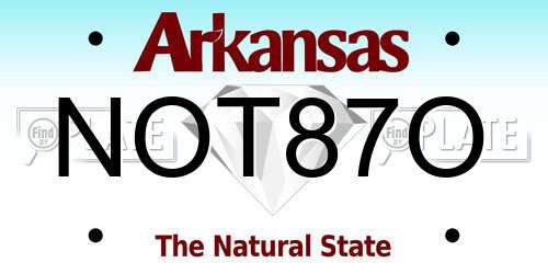 NOT87O Arkansas License Plate