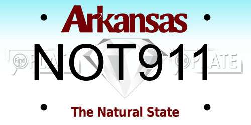NOT911 Arkansas License Plate