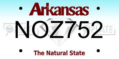 NOZ752 Arkansas License Plate