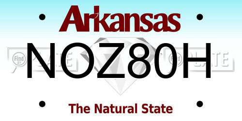 NOZ80H Arkansas License Plate