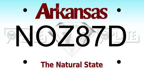 NOZ87D Arkansas License Plate