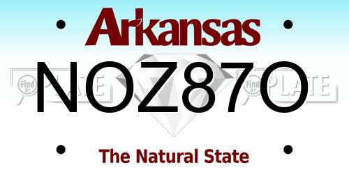 NOZ87O Arkansas License Plate