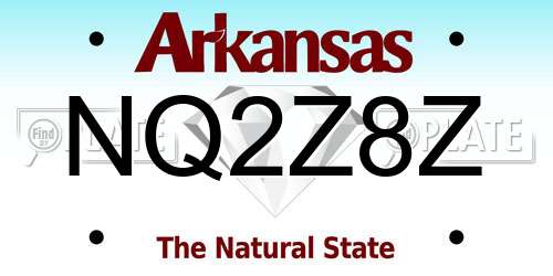 NQ2Z8Z Arkansas License Plate