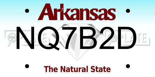 NQ7B2D Arkansas License Plate