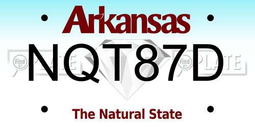 NQT87D Arkansas License Plate