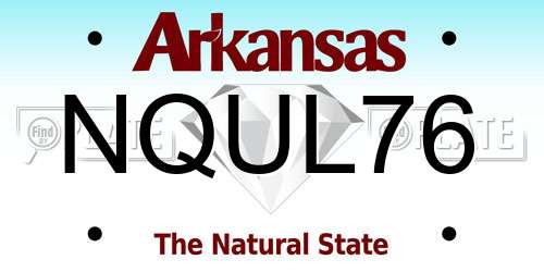 NQUL76 Arkansas License Plate