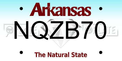 NQZB70 Arkansas License Plate
