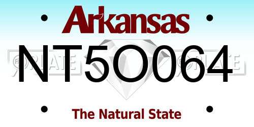 NT5O064 Arkansas License Plate