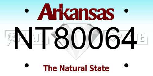 NT80064 Arkansas License Plate