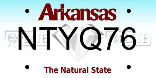 NTYQ76 Arkansas License Plate