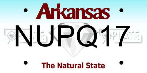 NUPQ17 Arkansas License Plate