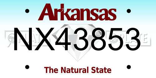 NX43853 Arkansas License Plate