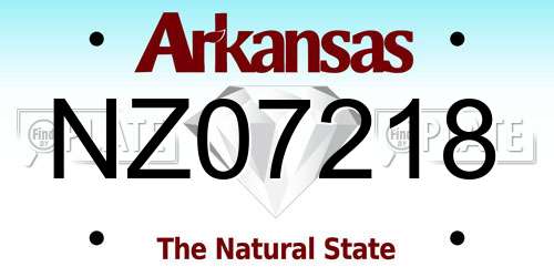 NZ07218 Arkansas License Plate