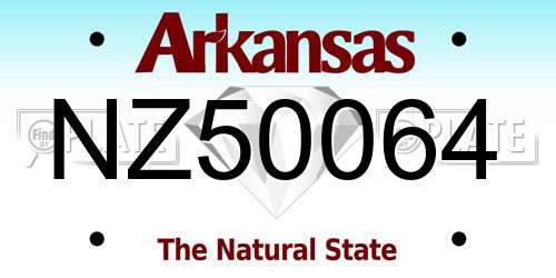NZ50064 Arkansas License Plate