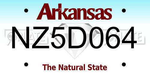 NZ5D064 Arkansas License Plate
