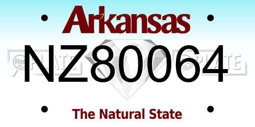 NZ80064 Arkansas License Plate