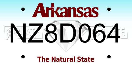 NZ8D064 Arkansas License Plate