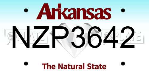NZP3642 Arkansas License Plate