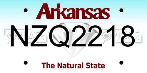 NZQ2218 Arkansas License Plate
