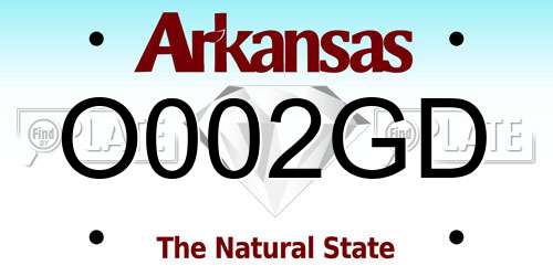 O002GD Arkansas License Plate