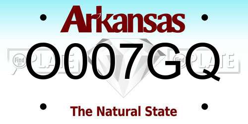 O007GQ Arkansas License Plate