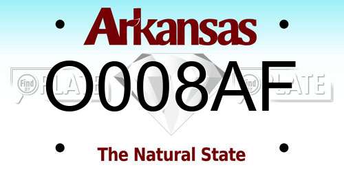O008AF Arkansas License Plate
