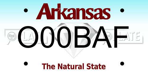 O00BAF Arkansas License Plate