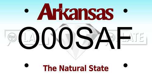 O00SAF Arkansas License Plate