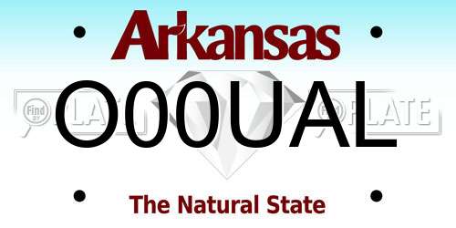 O00UAL Arkansas License Plate